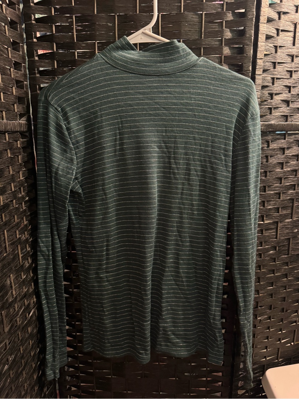 Nine West Green Striped Turtleneck Sweater